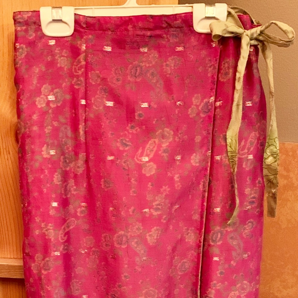 Floating Lotus silk skirt; wrap around, reversible
